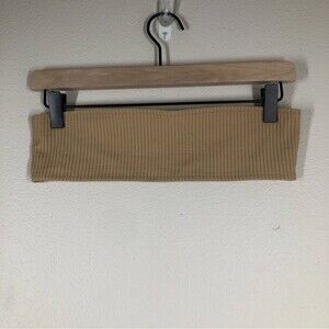 Triangl Swimwear Daria Ribbed Tan Bandeau Bikini Top Small